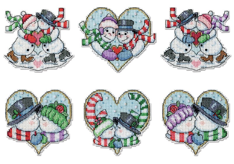 Design Works Crafts Counted Cross Stitch Ornament Kit, Snow Couple - Image 1